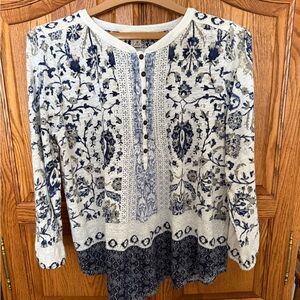 Lucky Brand Boho Floral Print Blouse